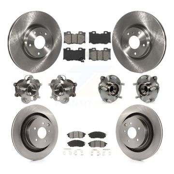 Front Rear Hub Bearing Disc Brake Rotor And Semi-Metallic Pads Kit (10Pc) For Nissan 370Z KBB-109662