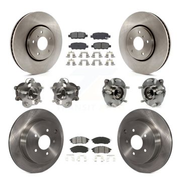 Front Rear Hub Bearings Disc Brake Rotors And Pads Kit (10Pc) For INFINITI FX35 FX37 RWD KBB-109663