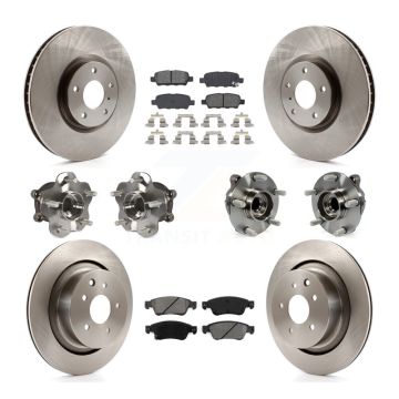 Front Rear Hub Bearing Assembly Disc Brake Rotor And Pads Kit (10Pc) For INFINITI G35 Q60 KBB-109664