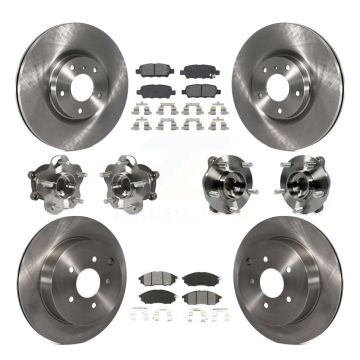Front Rear Hub Bearing Disc Brake Rotor & Pads Kit (10Pc) For 2015-2017 INFINITI QX70 AWD KBB-109670