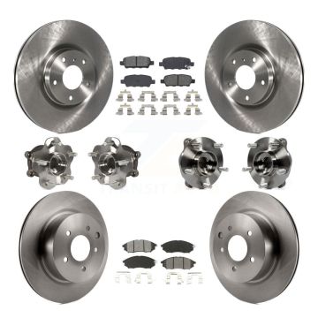 Front Rear Hub Bearing Brake Rotor Pad Kit (10Pc) For INFINITI G37 EX35 QX50 EX37 G25 M35 KBB-109671