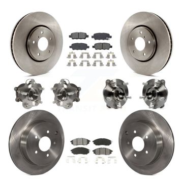 Front Rear Hub Bearings Disc Brake Rotors And Pads Kit (10Pc) For INFINITI FX35 FX37 AWD KBB-109672
