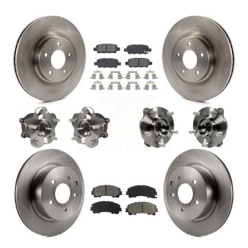 Front Rear Hub Bearing Disc Brake Rotor & Pads Kit (10Pc) For 2016-2017 INFINITI QX50 AWD KBB-109677