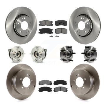 Front Rear Hub Bearing Assembly Disc Brake Rotor And Pad Kit (10Pc) For Mitsubishi Lancer KBB-109678