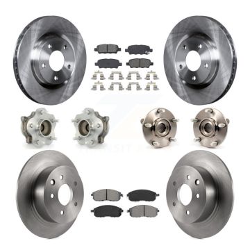 Front Rear Hub Bearing Brake Rotor Pads Kit (10Pc) For 07-12 Nissan Sentra SE-R with 2.5L KBB-109679
