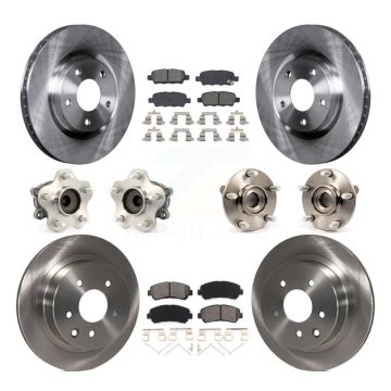 Front Rear Hub Bearings Disc Brake Rotors And Pads Kit (10Pc) For Nissan Rogue Select FWD KBB-109689