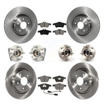 Front Rear Hub Bearing Disc Brake Rotor & Pads Kit (10Pc) For 2005-2010 Volvo S40 V50 AWD KBB-109704