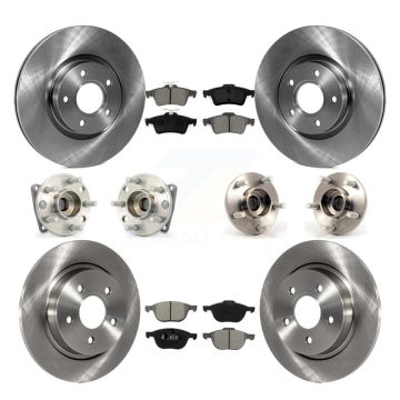 Front Rear Hub Bearing Disc Brake Rotor & Pads Kit (10Pc) For 2005-2010 Volvo S40 V50 AWD KBB-109705