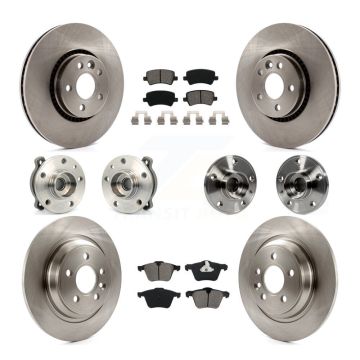 Front Rear Hub Bearing Disc Brake Rotor & Pads Kit (10Pc) For Volvo S60 V60 Cross Country KBB-109706
