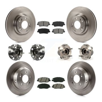 Front Rear Hub Bearings Disc Brake Rotors And Pads Kit (10Pc) For Hyundai Genesis 3.8L KBB-109708