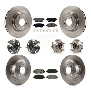 Front Rear Hub Bearings Disc Brake Rotors And Pads Kit (10Pc) For Hyundai Genesis 3.8L KBB-109709
