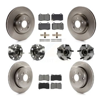 Front Rear Hub Bearings Disc Brake Rotors And Pads Kit (10Pc) For Hyundai Genesis Coupe KBB-109713