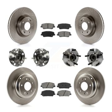 Front Rear Hub Bearings Disc Brake Rotors And Pads Kit (10Pc) For Hyundai Genesis Coupe KBB-109714