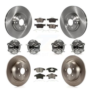 Front Rear Hub Bearing Brake Rotor And Pad Kit (10Pc) For Lincoln MKZ AWD with GAS engine KBB-109731