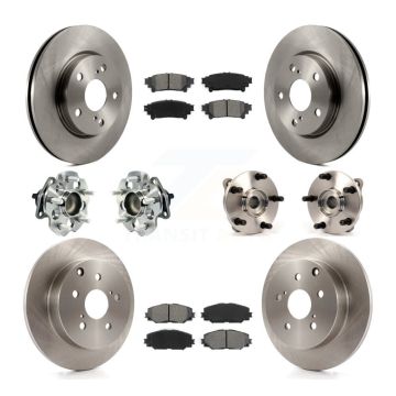 Front Rear Hub Bearing Disc Brake Rotors And Pads Kit (10Pc) For 2012-2018 Toyota Prius V KBB-109733