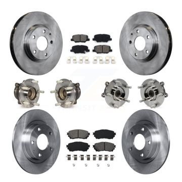 Front Rear Hub Bearings Disc Brake Rotors And Semi-Metallic Pads Kit (10Pc) For Mazda 6 KBB-109741