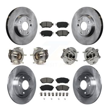 Front Rear Hub Bearing Assembly Disc Brake Rotor And Pad Kit (10Pc) For 2016-2018 Mazda 6 KBB-109742