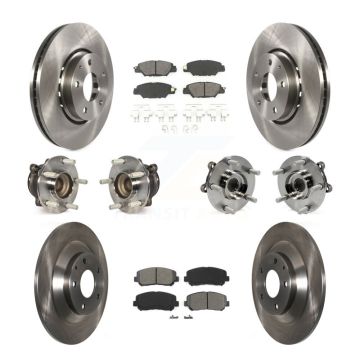 Front Rear Hub Bearing Disc Brake Rotors And Semi-Metallic Pads Kit (10Pc) For Mazda CX-5 KBB-109743