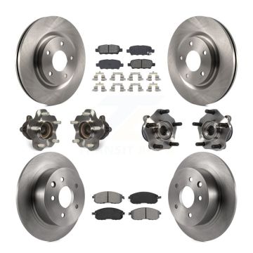 Front Rear Hub Bearing Brake Rotor & Pads Kit (10Pc) For 17-19 Nissan Sentra Turbocharged KBB-109745