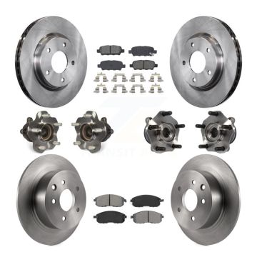Front Rear Hub Bearings Assembly Disc Brake Rotors And Pads Kit (10Pc) For Nissan Sentra KBB-109746