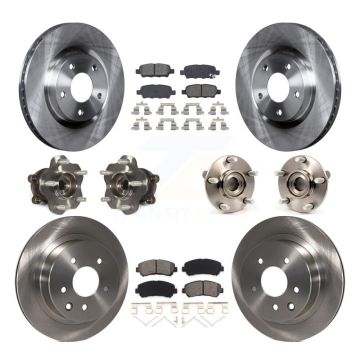 Front Rear Hub Bearing Brake Rotor & Pad Kit (10Pc) For 2014-2015 Nissan Rogue Select AWD KBB-109749