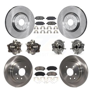 Front Rear Hub Bearing Disc Brake Rotor Pads Kit (10Pc) For Nissan Juke Nismo RS with AWD KBB-109750