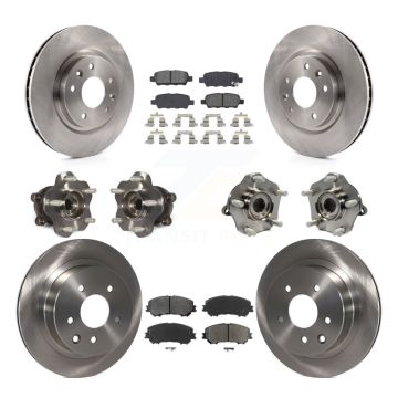Front Rear Hub Bearing Disc Brake Rotor And Pad Kit (10Pc) For Nissan Rogue Sport Qashqai KBB-109752