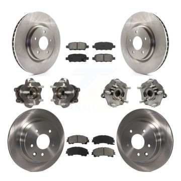 Front Rear Hub Bearing Disc Brake Rotor And Semi-Metallic Pad Kit (10Pc) For Nissan Rogue KBB-109753
