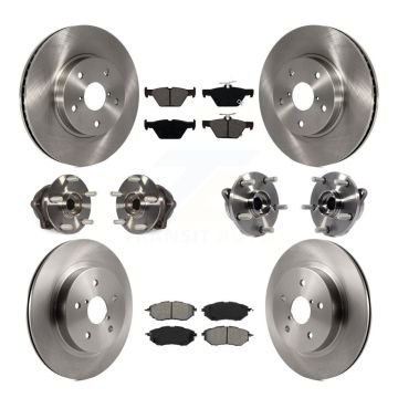 Front Rear Hub Bearings Disc Brake Rotors And Pads Kit (10Pc) For 2015 Subaru Legacy 2.5L KBB-109755
