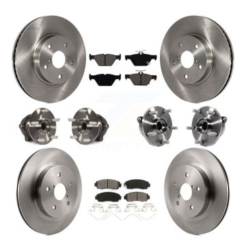Front Rear Hub Bearing Disc Brake Rotor & Pad Kit (10Pc) For 2016-2019 Subaru Legacy 2.5L KBB-109756