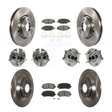 Front Rear Hub Bearing Disc Brake Rotors And Semi-Metallic Pads Kit (10Pc) For Mazda CX-5 KBB-109764