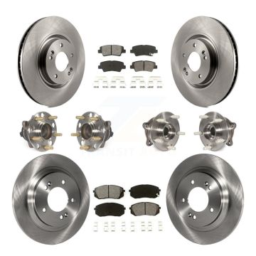 Front Rear Hub Bearing Disc Brake Rotor Pad Kit (10Pc) For 2015 Hyundai Sonata GAS engine KBB-109765