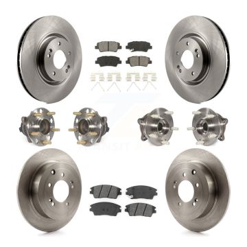 Front Rear Hub Bearing Disc Brake Rotor And Semi-Metallic Pad Kit (10Pc) For Kia Sportage KBB-109766
