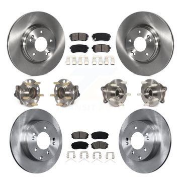 Front Rear Hub Bearing Brake Rotor Pad Kit (10Pc) For 2015-2016 Hyundai Sonata GAS engine KBB-109768