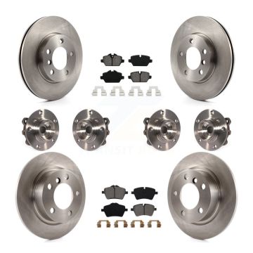 Front Rear Hub Bearing Brake Rotor And Pad Kit (10Pc) For 2011 Mini Cooper Countryman AWD KBB-109779
