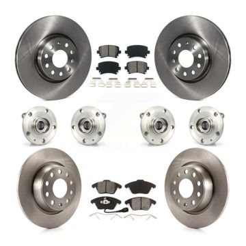Front Rear Hub Bearing Disc Brake Rotor & Pad Kit (10Pc) For Volkswagen Passat Audi CC A3 KBB-109797