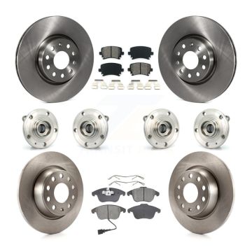 Front Rear Hub Bearing Brake Rotor & Pad Kit (10Pc) For Volkswagen Tiguan Audi Q3 Quattro KBB-109798