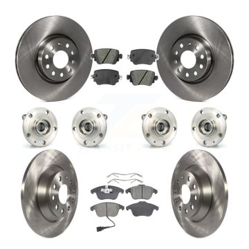 Front Rear Hub Bearing Assembly Disc Brake Rotors And Pads Kit (10Pc) For Audi Q3 Quattro KBB-109799
