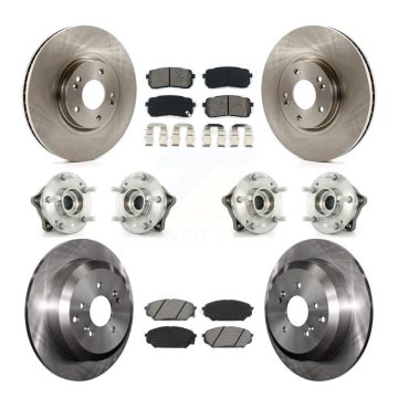 Front Rear Hub Bearing Disc Brake Rotor Pad Kit (10Pc) For 2007-2012 Hyundai Veracruz AWD KBB-109801