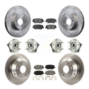 Front Rear Hub Bearing Disc Brake Rotor And Pads Kit (10Pc) For 2014-2015 Kia Sorento AWD KBB-109805