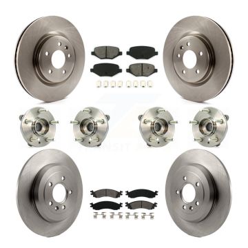 Front Rear Hub Bearing Disc Brake Rotor And Pads Kit (10Pc) For 2010-2012 Ford Taurus SHO KBB-109809