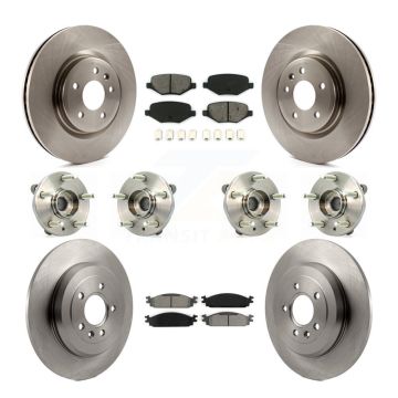 Front Rear Hub Bearings Disc Brake Rotors And Pads Kit (10Pc) For 2009-2010 Lincoln MKS KBB-109810