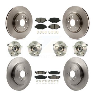 Front Rear Hub Bearing Brake Rotor & Pads Kit (10Pc) For Ford Flex Taurus Lincoln MKT MKS KBB-109811