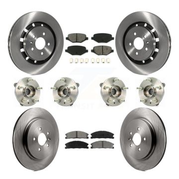 Front Rear Hub Bearing Brake Rotor & Pads Kit (10Pc) For Ford Lincoln Flex MKS Taurus MKT KBB-109812