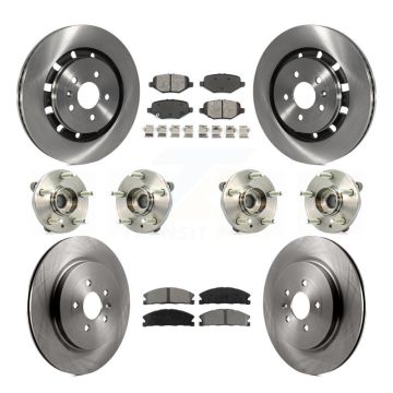 Front Rear Hub Bearing Disc Brake Rotor & Pad Kit (10Pc) For Ford Flex Taurus Lincoln MKS KBB-109813