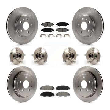 Front Rear Hub Bearing Disc Brake Rotor And Semi-Metallic Pad Kit (10Pc) For Cadillac CTS KBB-109824