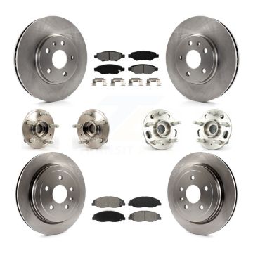 Front Rear Hub Bearing Disc Brake Rotor And Semi-Metallic Pad Kit (10Pc) For Cadillac CTS KBB-109827