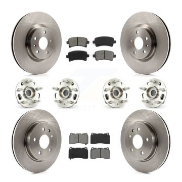 Front Rear Hub Bearing Disc Brake Rotor And Semi-Metallic Pad Kit (10Pc) For Cadillac XTS KBB-109829