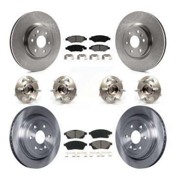 Front Rear Hub Bearings Disc Brake Rotors And Pads Kit (10Pc) For Cadillac SRX Saab 9-4X KBB-109832