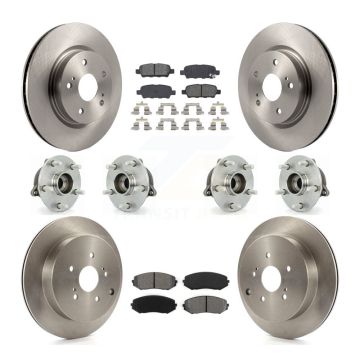 Front Rear Hub Bearing Disc Brake Rotor Pads Kit (10Pc) For 2009-2013 Suzuki Grand Vitara KBB-109833